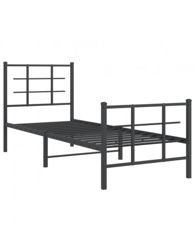 Giroletto con Testiera e Pediera Metallo Nero 80x200 cm