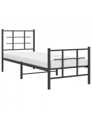 Giroletto con Testiera e Pediera Metallo Nero 80x200 cm