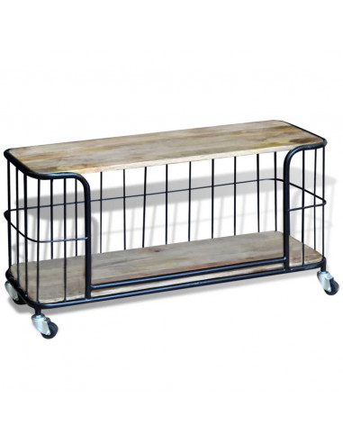 Mobile Porta TV in Solido Legno di Mango 100x40x45 cm