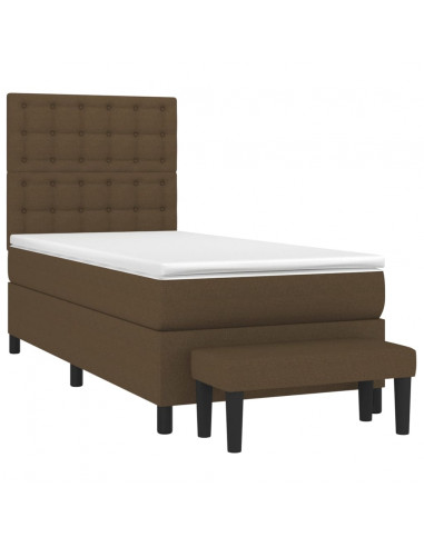 Giroletto a Molle con Materasso Marrone Scuro 90x200 cm Tessuto