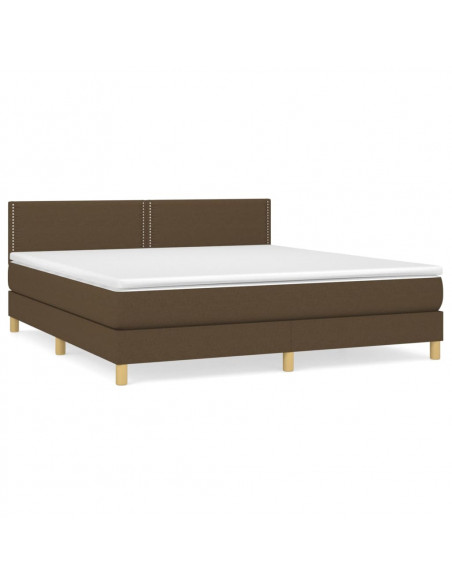 Giroletto a Molle con Materasso Marrone Scuro 180x200cm Tessuto