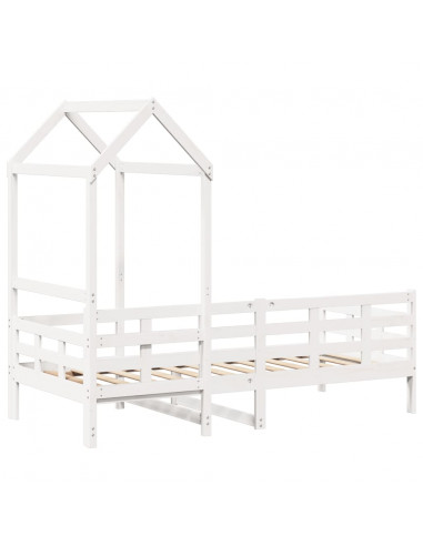 Dormeuse con Tetto 80x200 cm Bianco in Legno Massello di Pino