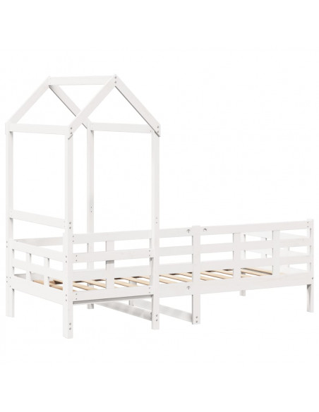 Dormeuse con Tetto 80x200 cm Bianco in Legno Massello di Pino