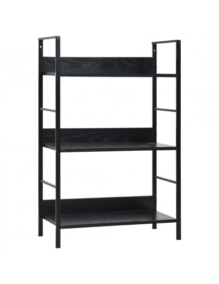 Scaffale Libri 3 Ripiani Nero 60x27,6x90,5 cm Legno Multistrato