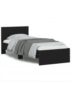 Giroletto con Testiera Nero 75x190 cm in Legno Multistrato 2