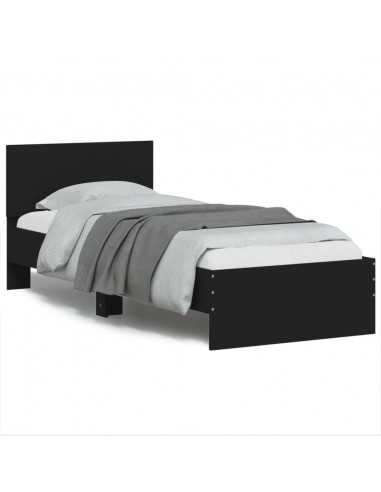 Giroletto con Testiera Nero 75x190 cm in Legno Multistrato