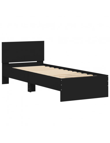 Giroletto con Testiera Nero 75x190 cm in Legno Multistrato