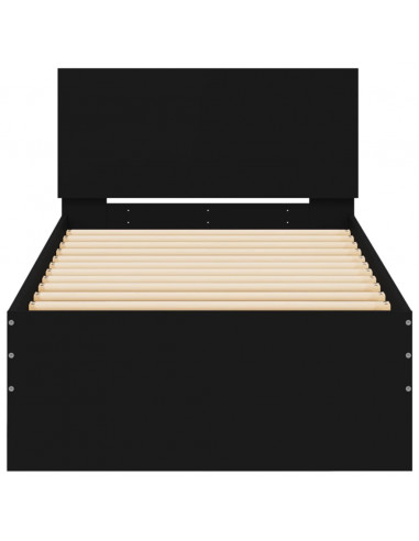 Giroletto con Testiera Nero 75x190 cm in Legno Multistrato