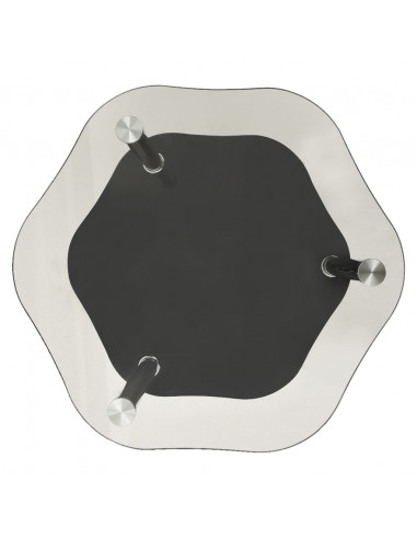 Tavolino 2 Livelli Trasparente Nero 38x38x50 cm Vetro Temperato