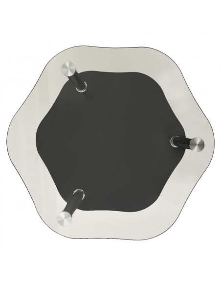 Tavolino 2 Livelli Trasparente Nero 38x38x50 cm Vetro Temperato