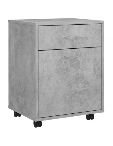 Mobiletto con Ruote Grigio Cemento 45x38x54cm Legno Multistrato