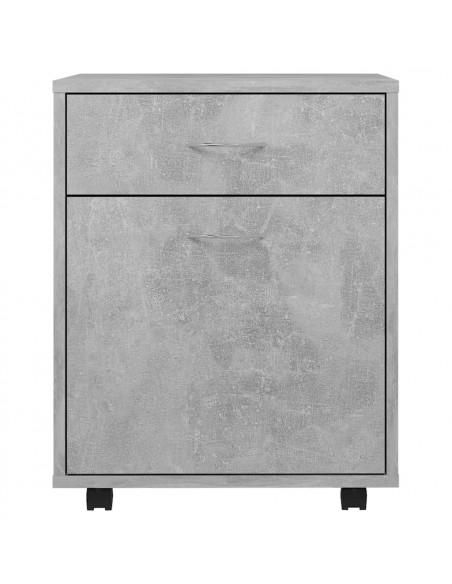 Mobiletto con Ruote Grigio Cemento 45x38x54cm Legno Multistrato
