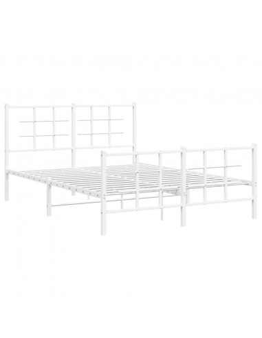 Giroletto con Testiera e Pediera Metallo Bianco 140x190 cm