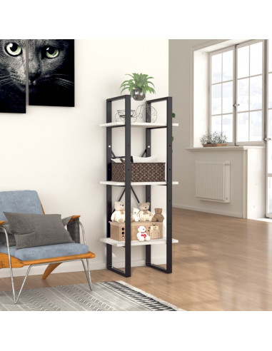 Libreria a 3 Ripiani Bianca 40x30x105 cm in Legno Multistrato