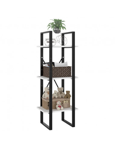 Libreria a 3 Ripiani Bianca 40x30x105 cm in Legno Multistrato