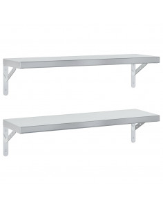 Mensole a Muro 2 pz 75x23,5 cm Argento in Acciaio Inossidabile 2