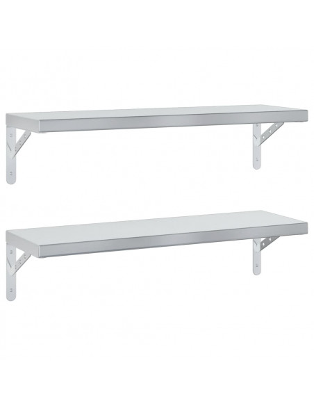 Mensole a Muro 2 pz 75x23,5 cm Argento in Acciaio Inossidabile