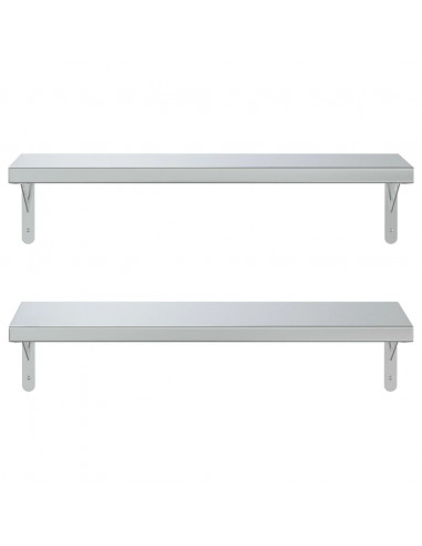 Mensole a Muro 2 pz 75x23,5 cm Argento in Acciaio Inossidabile
