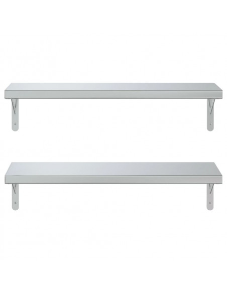 Mensole a Muro 2 pz 75x23,5 cm Argento in Acciaio Inossidabile