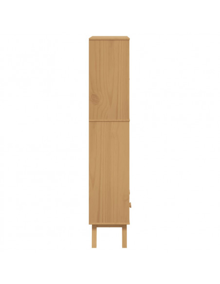Libreria 4 Ripiani OLDEN Grigia e Marrone Legno Massello Pino