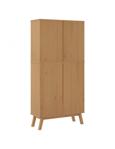 Libreria 4 Ripiani OLDEN Grigia e Marrone Legno Massello Pino