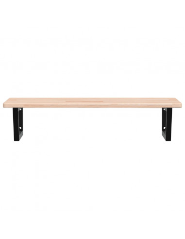 Ripiano a Parete per Lavabo in Acciaio e Massello di Rovere