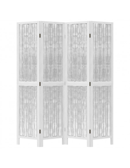 Divisorio Ambienti 4Pannelli Bianco Legno Massello di Paulownia