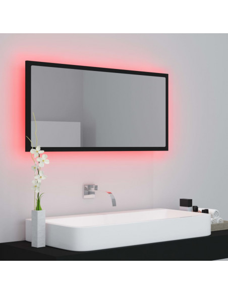 Specchio da Bagno a LED Nero 90x8,5x37 cm in Acrilico