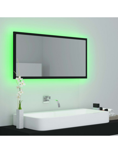 Specchio da Bagno a LED Nero 90x8,5x37 cm in Acrilico