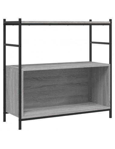 Libreria Grigio Sonoma 80x30x78,5 cm Legno Multistrato e Ferro