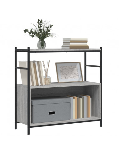 Libreria Grigio Sonoma 80x30x78,5 cm Legno Multistrato e Ferro