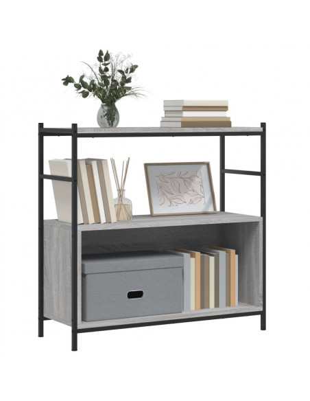 Libreria Grigio Sonoma 80x30x78,5 cm Legno Multistrato e Ferro