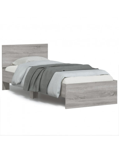 Giroletto con Testiera Grigio Sonoma 75x190cm Legno Multistrato