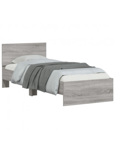 Giroletto con Testiera Grigio Sonoma 75x190cm Legno Multistrato