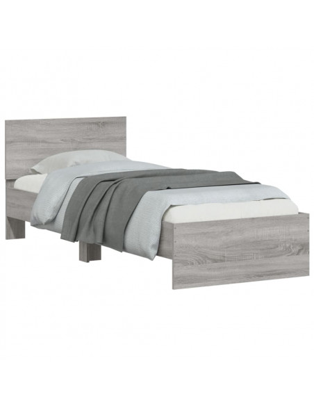 Giroletto con Testiera Grigio Sonoma 75x190cm Legno Multistrato