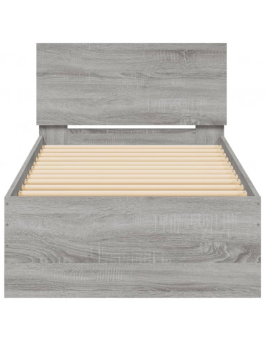 Giroletto con Testiera Grigio Sonoma 75x190cm Legno Multistrato