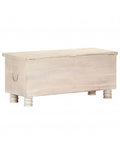 Cassapanca Bianca 110x40x45 cm in Legno Massello di Acacia 2