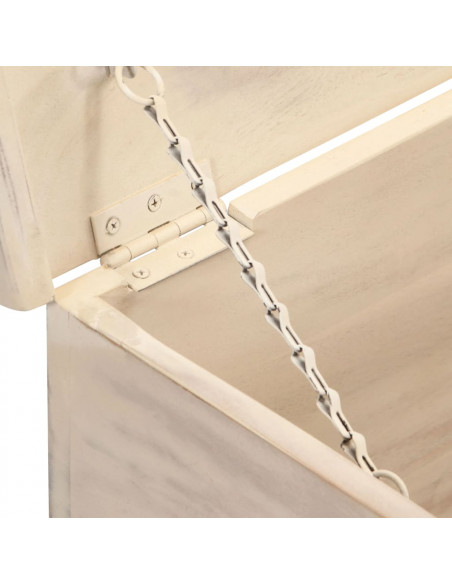 Cassapanca Bianca 110x40x45 cm in Legno Massello di Acacia