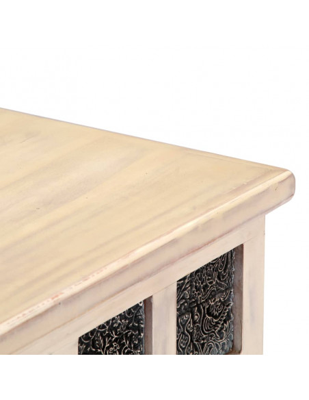 Cassapanca Bianca 110x40x45 cm in Legno Massello di Acacia