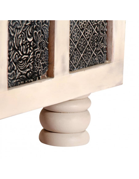 Cassapanca Bianca 110x40x45 cm in Legno Massello di Acacia