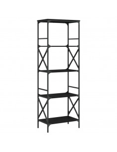 Libreria a 5 Ripiani Nera 59x35x171 cm in Legno Multistrato 2