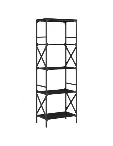 Libreria a 5 Ripiani Nera 59x35x171 cm in Legno Multistrato
