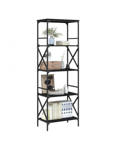 Libreria a 5 Ripiani Nera 59x35x171 cm in Legno Multistrato