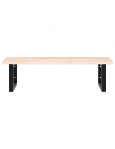 Ripiano a Parete per Lavabo in Acciaio e Massello di Rovere