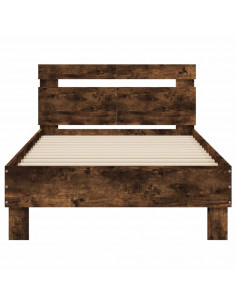 Giroletto con Testiera e LED Rovere Fumo 100x200 cm 2