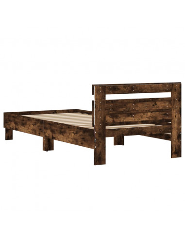 Giroletto con Testiera e LED Rovere Fumo 100x200 cm