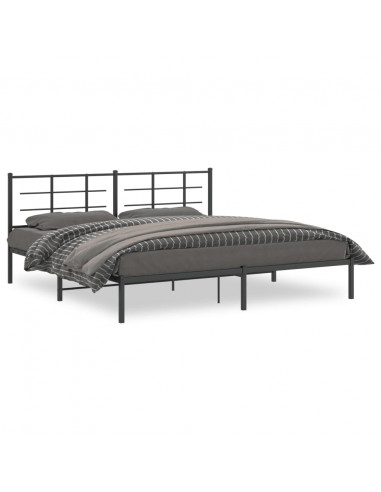 Giroletto con Testiera in Metallo Nero 193x203 cm