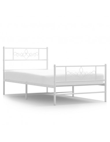 Giroletto con Testiera e Pediera Metallo Bianco 90x200 cm