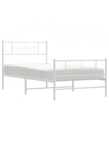 Giroletto con Testiera e Pediera Metallo Bianco 90x200 cm