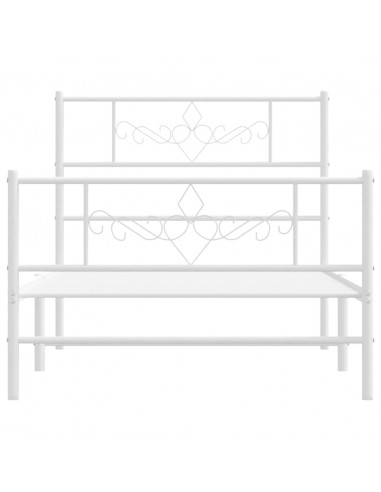 Giroletto con Testiera e Pediera Metallo Bianco 90x200 cm